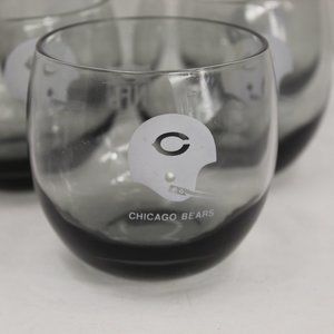 Mid Century Chicago Bears Smoky Roly Poly Glasses Set of 6